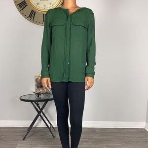 H&M Forest Green Button-Down Blouse